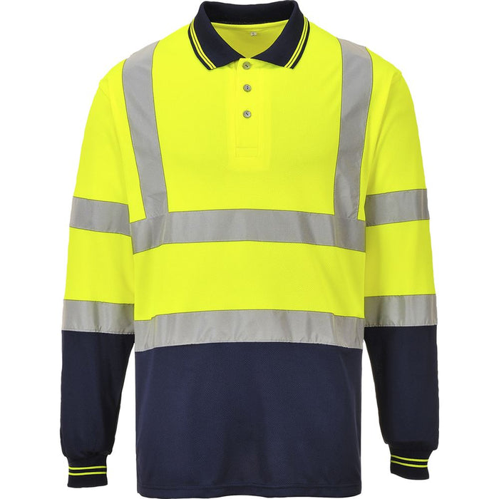 Portwest S279 Yellow/Navy Two Tone Long Sleeved Hi Vis Polo Shirt