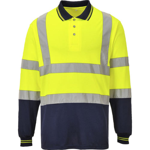 Portwest S279 Yellow/Navy Two Tone Long Sleeved Hi Vis Polo Shirt