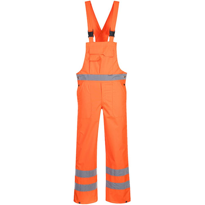 Portwest S388 Orange Hi Vis Waterproof & Breathable Bib & Brace Overall - Unlined