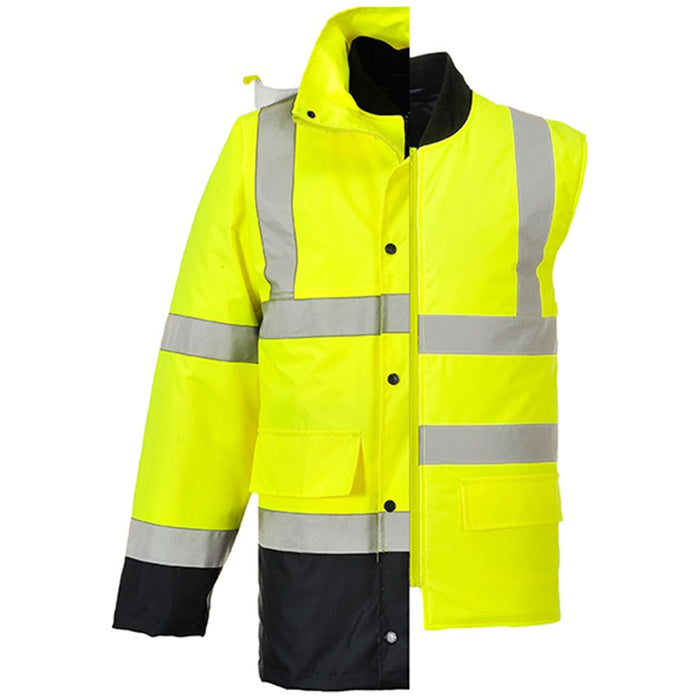 Portwest S471 Yellow/Navy Two Tone Waterproof 4 in 1 Hi Vis Jacket