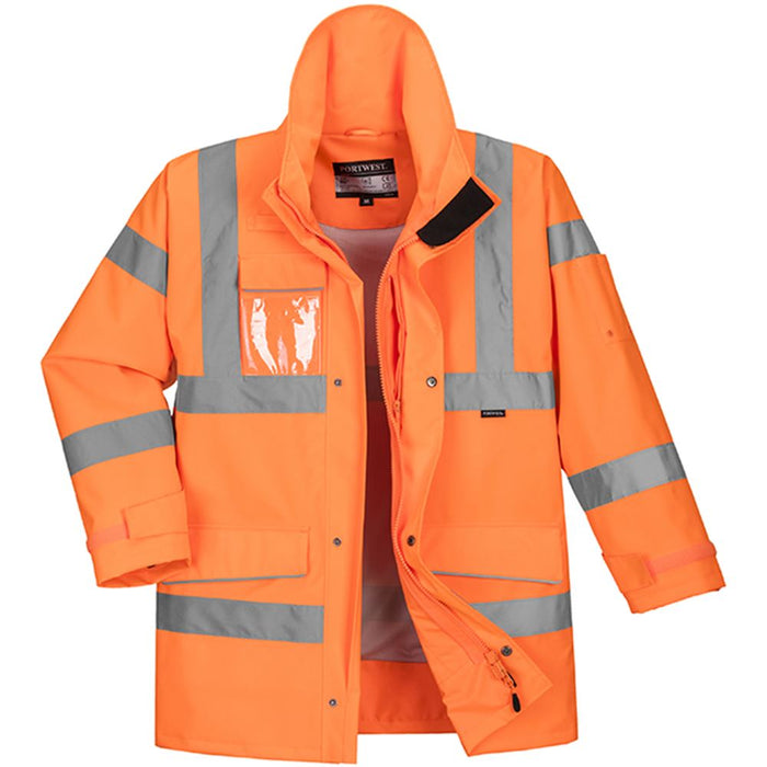 Portwest S590 Orange PWR Mesh Lined Hi Vis Extreme Breathable Waterproof Jacket