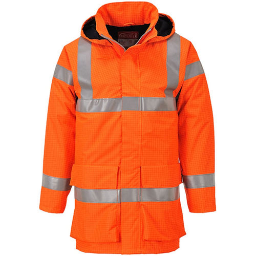 Portwest S774 Orange Bizflame Rain Waterproof Flame Resistant Anti Static Hi Vis Jacket