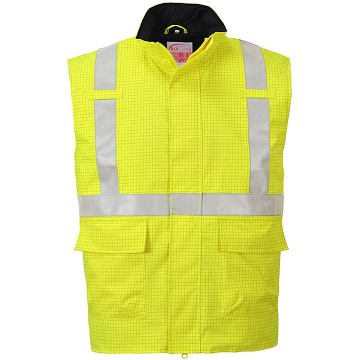 Portwest S776 Yellow Bizflame Rain Padded Flame Resistant Anti Static Hi Vis Bodywarmer