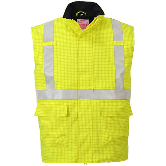 Portwest S776 Yellow Bizflame Rain Padded Flame Resistant Anti Static Hi Vis Bodywarmer