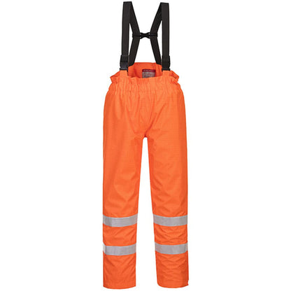 Portwest S781 Orange Bizflame Rain Lined Waterproof Flame Retardant Anti Static Hi Vis Trousers