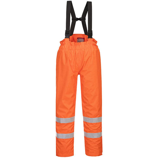 Portwest S781 Orange Bizflame Rain Lined Waterproof Flame Retardant Anti Static Hi Vis Trousers
