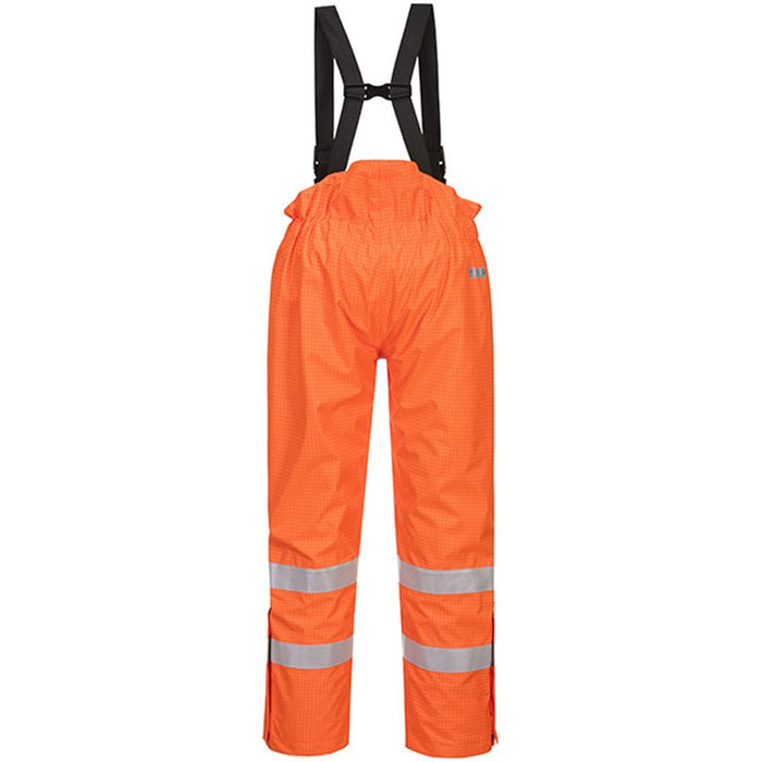 Portwest S781 Orange Bizflame Rain Lined Waterproof Flame Retardant Anti Static Hi Vis Trousers