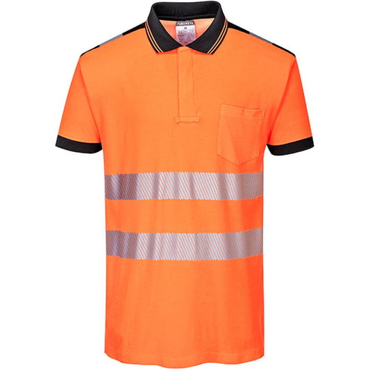 Portwest T180 Orange/Black PW3 Hi Vis Polo Shirt