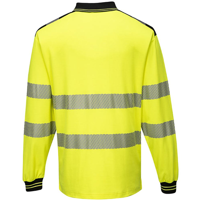 Portwest T184 Yellow/Black PW3 Long Sleeve Hi Vis Polo Shirt