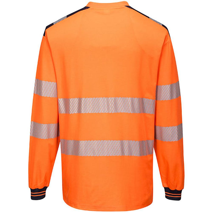 Portwest T185 Orange/Black PW3 Long Sleeve Hi Vis T Shirt