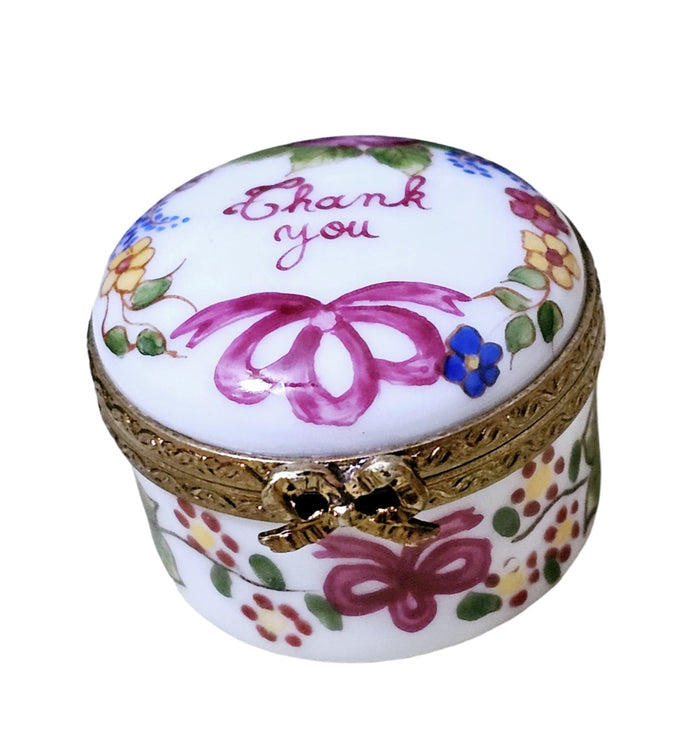 Thank You Floral Keepsake Box Porcelain Limoges Special traditional French Trinket Box