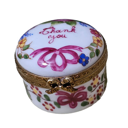 Thank You Floral Keepsake Box Porcelain Limoges Special traditional French Trinket Box