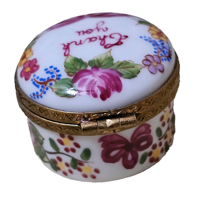 Thank You Floral Keepsake Box Porcelain Limoges Special traditional French Trinket Box