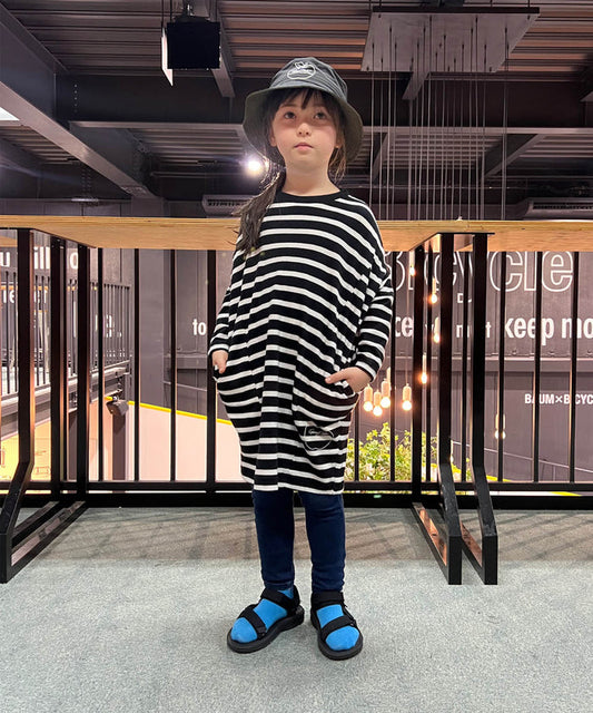 Striped Tent Silhouette Long Sleeve Dress