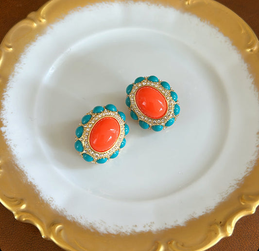 Stunning large clip on earrings.