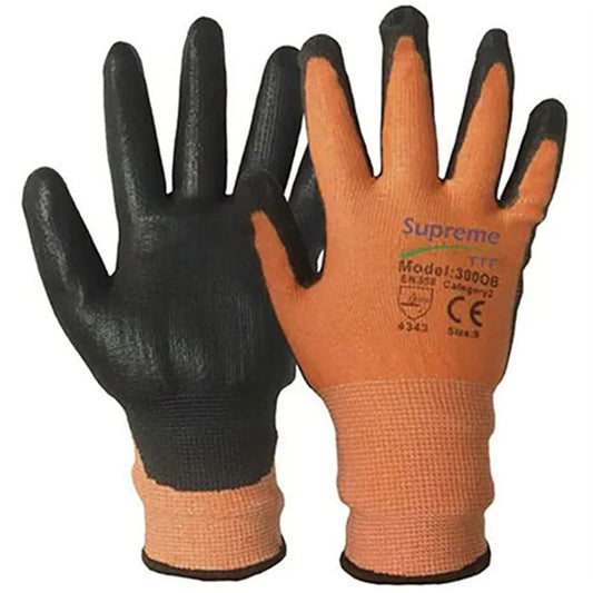 Supreme Orange Work Gloves 300OB with PU Coating - 13g Cut Level 3