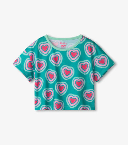 Teal Glowing Hearts Short Sleep Set