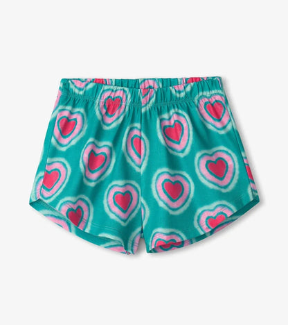 Teal Glowing Hearts Short Sleep Set