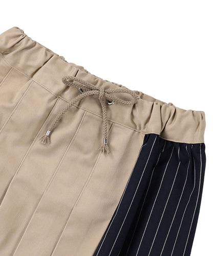 Twill and Pleats Switching Skirt