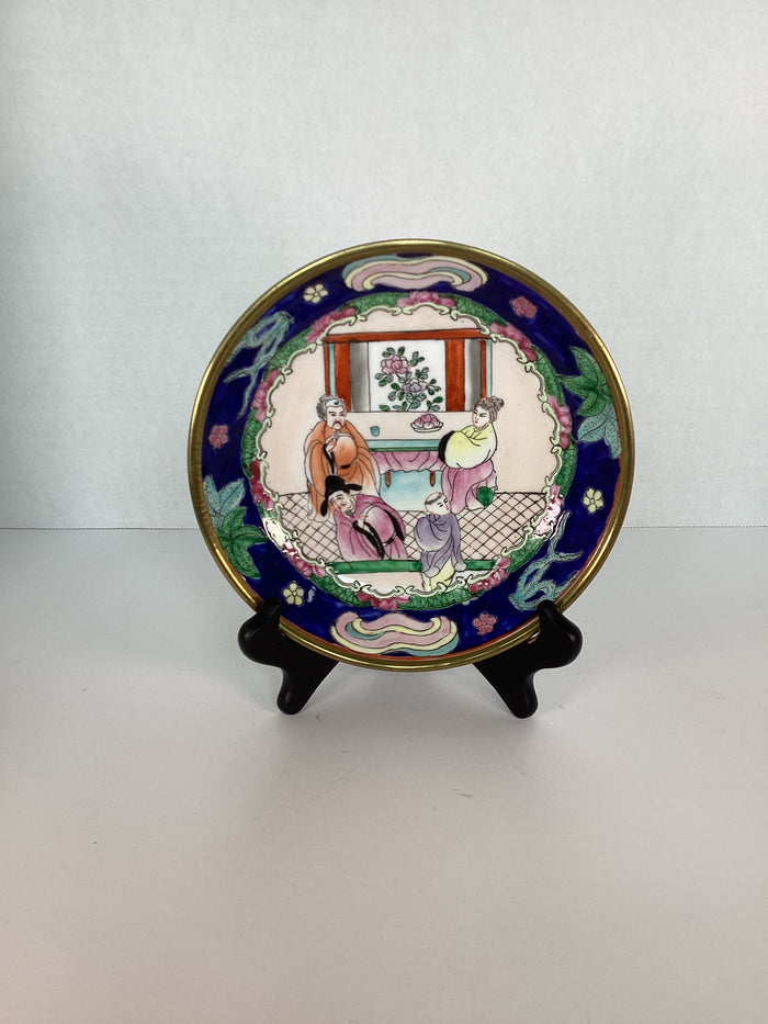 Val- Rose Canton Plate with Brass Trim