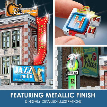 WREBBIT 3D: Urbania Collection: SPECIAL EDITION: 1950s Diner: 3D 425 Metallic Piece Puzzle