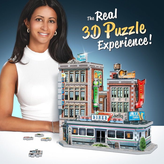 WREBBIT 3D: Urbania Collection: SPECIAL EDITION: 1950s Diner: 3D 425 Metallic Piece Puzzle